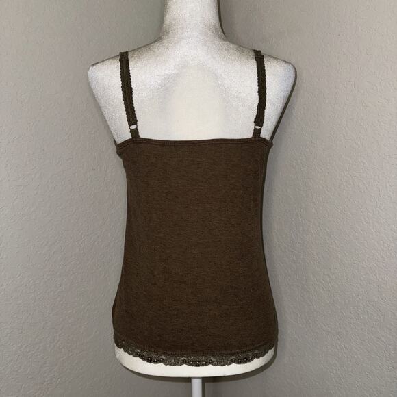Vintage Old Navy Lace-Trim Cami Tank Top Womens Medium Brown Adjustable Straps - Picture 3 of 6